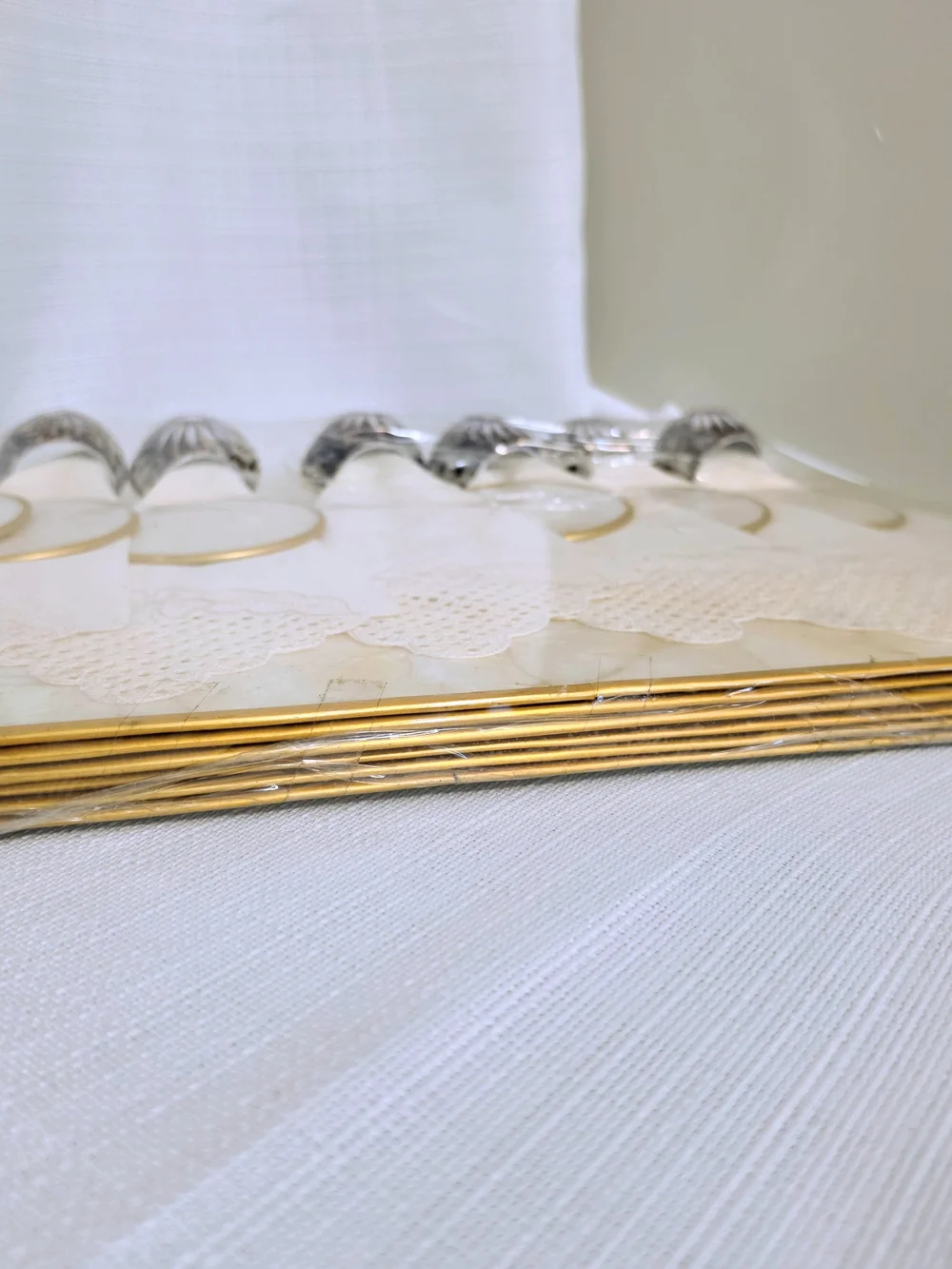 Vtg Capiz Shell Placemats Coasters Carved Shell Napkin Rings Oval  Beach READ